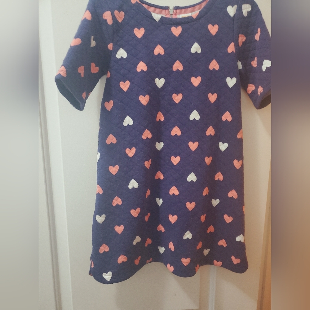 Gymboree Navy Dress with Pink & White Heart Print